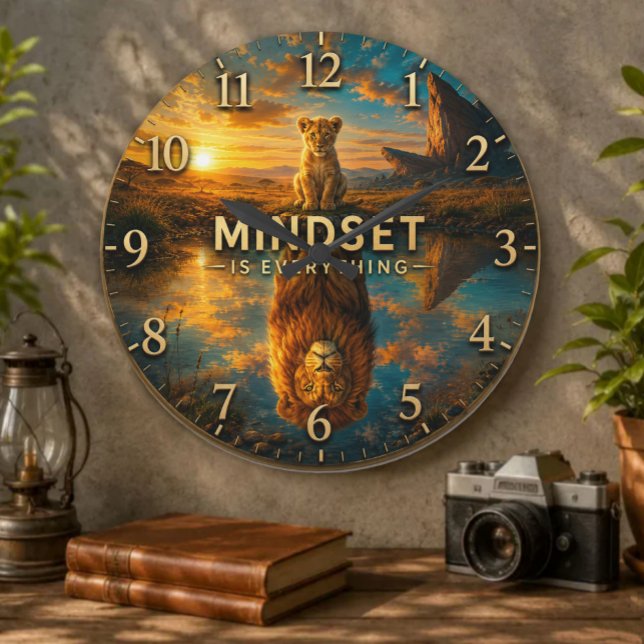 Relógio Grande Mindset Is Everything Lion  (Criador carregado)