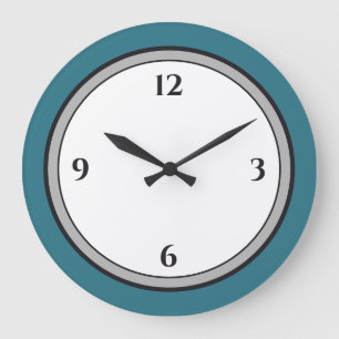 Relógio Grande Miniaplicativo Preto e Branco para Cinzas Turquesa