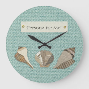 Relógio Grande Miniaplicativo Seashell Personalizado do Tecido Fa