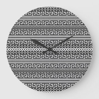 Relógio Grande Minimalist Geometric Maze Lines Black White