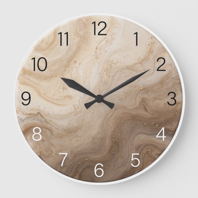 Relógio Grande Minimalist Sand Beige Epoxy Wall Clock (Frente)