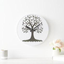 Relógio Grande 🌳 Minimalist Tree of Life Wall Clock - Modern Nat