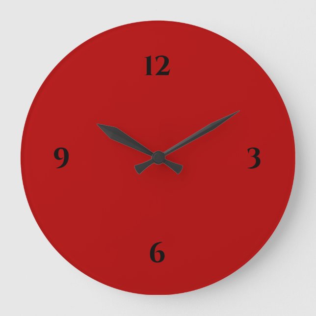 Relógio Grande Minimalista de vermelho e preto (Frente)