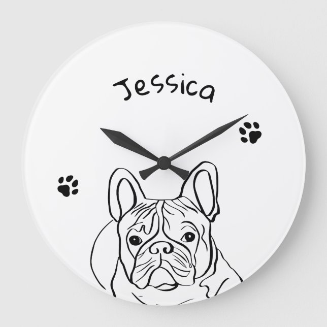 Relógio Grande Minimalista do Bulldog na moda (Frente)