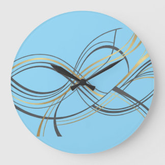 Relógio Grande Minimalista Moderno Cinza Carvão e Dourado Abstrat