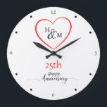 Relógio Grande Mínimo Moderno de Ideias de Presente de Casamento<br><div class="desc">Celebre um aniversário especial com este moderno e mínimo design de relógio de parede, com um coração com um dentro de monograma personalizável. Perfeito para comemorar o aniversário do casamento de 25 ou qualquer ano de marco, este relógio permite personalizar tanto as iniciais quanto o ano, criando uma manutenção significativa....</div>