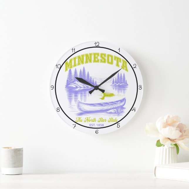 Relógio Grande Minnesota North Star State Lake  (Lar)