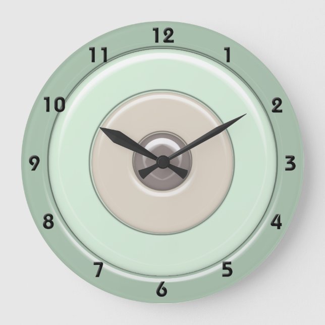 Relógio Grande Mint & Coffee Circles & Bullseye com números (Frente)