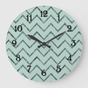 Relógio Grande Mint Glam Chevron Zigzag Stripes