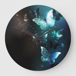 Relógio Grande Mint Night Butterflies