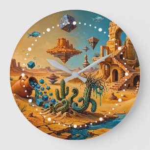 Relógio Grande Miragem do Deserto Ocre Laranja Azul Teal