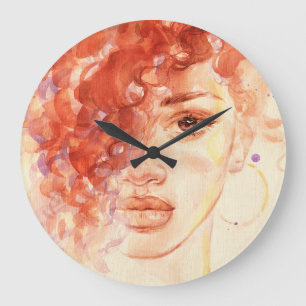 Relógio Grande Moda Afro-Americana, ilustração com aquarela.