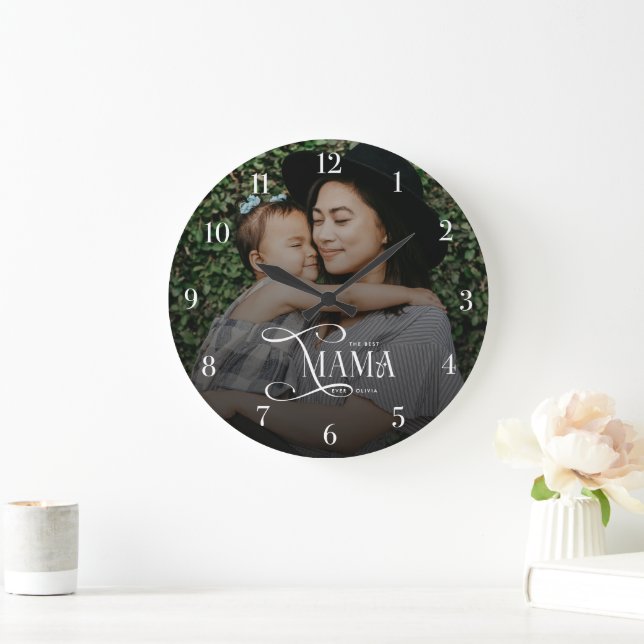 Relógio Grande Modern Best Mama Ever Photo Mothers Day Gifts (Lar)
