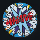 Relógio Grande Modern Fun Typographic Colorful Comic Book WHAM<br><div class="desc">Fun trendy superhero comic book pop art clock. An ideal way to treat yourself or another superhero in your life. It's time you put some zap pow and wham into your world today! Designed by Thisisnotme©</div>