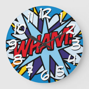 Relógio Grande Modern Fun Typographic Colorful Comic Book WHAM