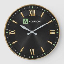 Relógio Grande Modern Minimalist Luxury Black & Gold