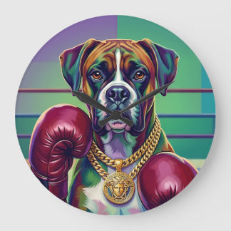 Relógio Grande Modern Pop Art Boxer Dog Boxing Athlete