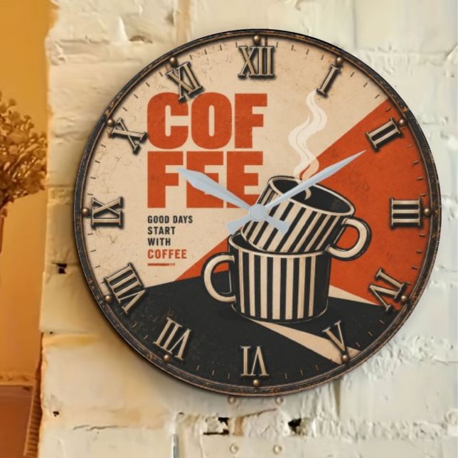Relógio Grande Modern Retro Coffee (Criador carregado)
