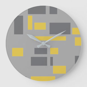 Relógio Grande Modern, simple, cool geometric yellow gray pattern