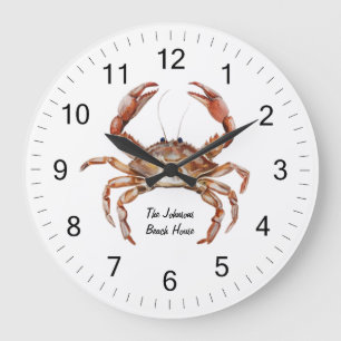 Relógio Grande Modern Trendy Watercolor Crab Summer Beach