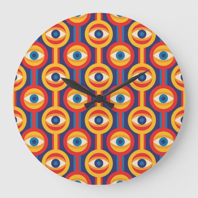 Relógio Grande Moderno do século médio: geométrica abstrato. (Frente)