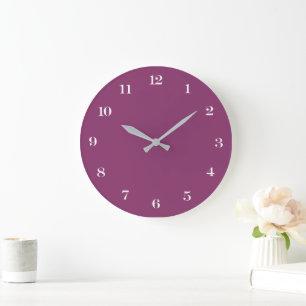 Relógio Grande Moderno Minimalista Chic Rosa Escuro e Branco