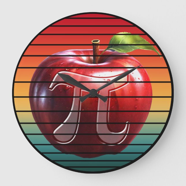 Relógio Grande Moderno Vintage Pi Dia Tendência Fruta Maçã (Frente)