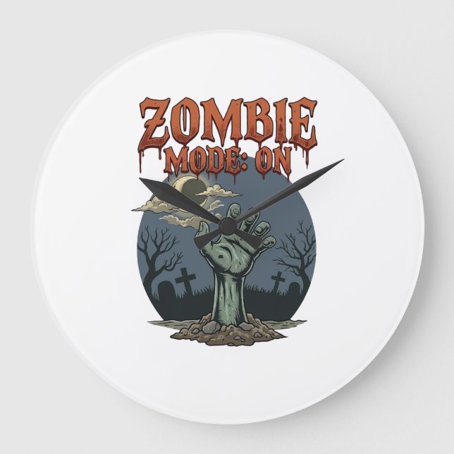 Relógio Grande Modo Zumbi Halloween Mão Lua Cemitério_1 (Frente)