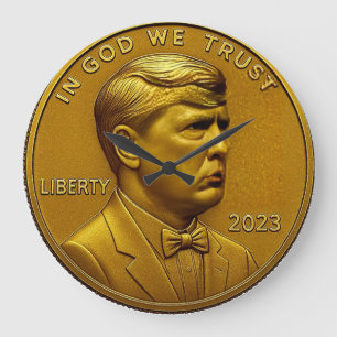 Relógio Grande moeda de 1 centavo dos EUA Donald Trump América Es