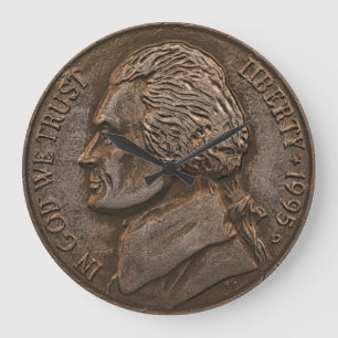 Relógio Grande Moeda de Níquel EUA envelhecido