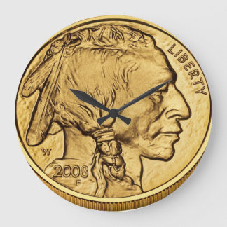 Relógio Grande Moedas Douradas de Búfalo Americano