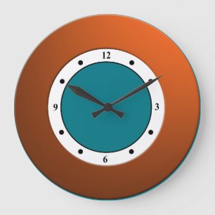 Relógio Grande Moldura cor-de-laranja metálico moderno colorida