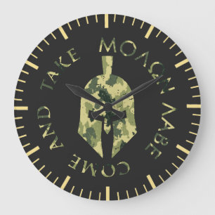 Relógio Grande Molon Labe Capacete Espartano Camuflagem Militar