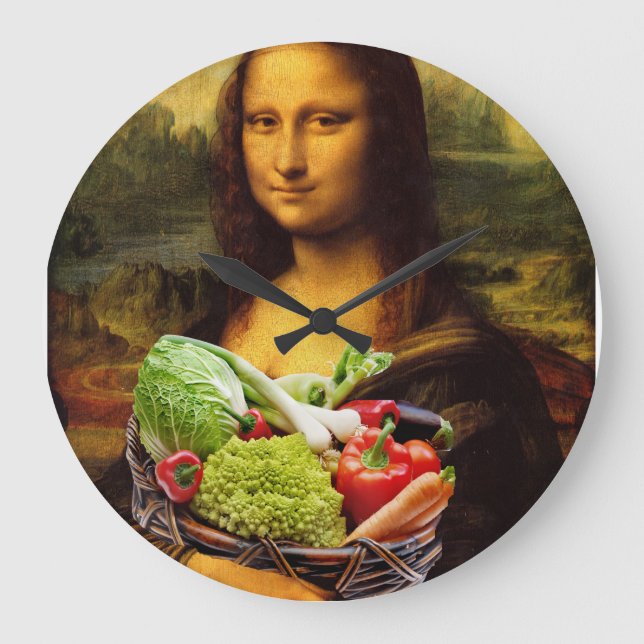 Relógio Grande Mona Lisa ama legumes (Frente)