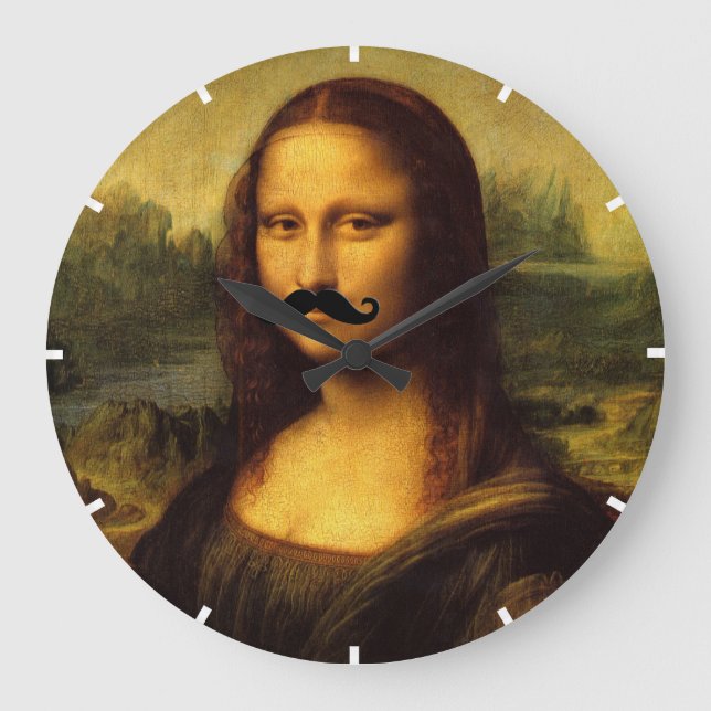 Relógio Grande Mona Lisa Com bigode (Frente)