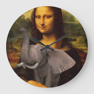 Relógio Grande Mona Lisa Com Elefante
