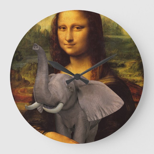 Relógio Grande Mona Lisa Com Elefante (Frente)