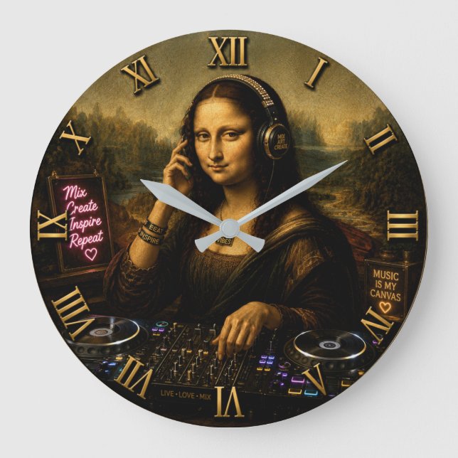 Relógio Grande Mona Lisa DJ Luxury Music Mixing  (Frente)