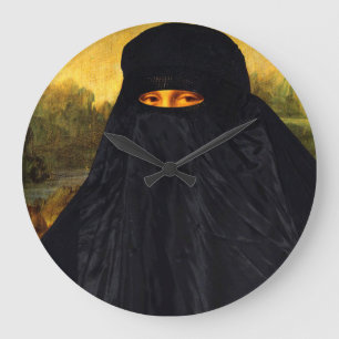Relógio Grande Mona Lisa escondida atrás do Burqa