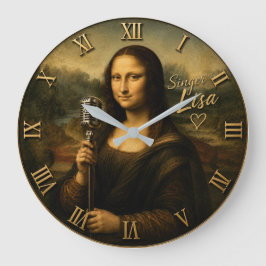 Relógio Grande Mona Lisa Singer Funny Vintage Microphone