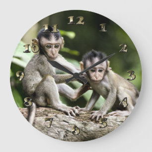 Relógio Grande Monkey Babies in Nature