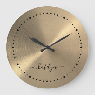 Relógio Grande Monograma Dourado Faux