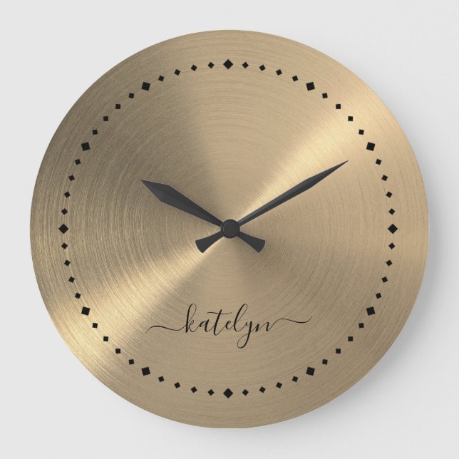 Relógio Grande Monograma Dourado Faux (Frente)