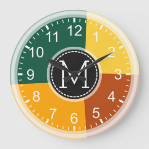 Relógio Grande Monograma Geométrico Moderno com Cor Retroativa #9