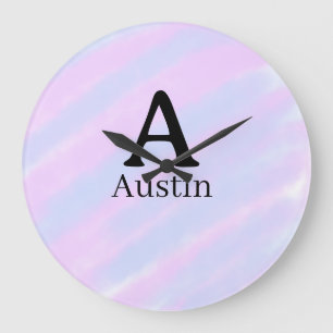 Relógio Grande Monograma maiúsculo masculino adicionar nome roxo 