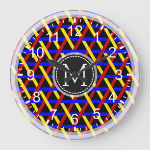 Relógio Grande Monograma Moderno de Mosaico #15