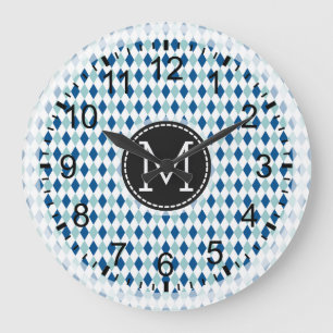 Relógio Grande Monograma Moderno do Mosaico #6