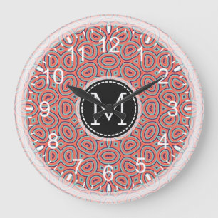 Relógio Grande Monograma Moderno do Mosaico #9