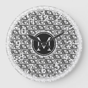 Relógio Grande Monograma Moderno Mosaico #12