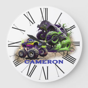 Relógio Grande Monster Trucks na Lama